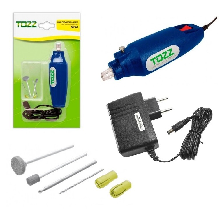 Mini Furadeira 7 Acessórios 12v  +  Fonte 2A Bivolt para Artesanato e Pequenos trabalhos manuais em Oferta na Shopee