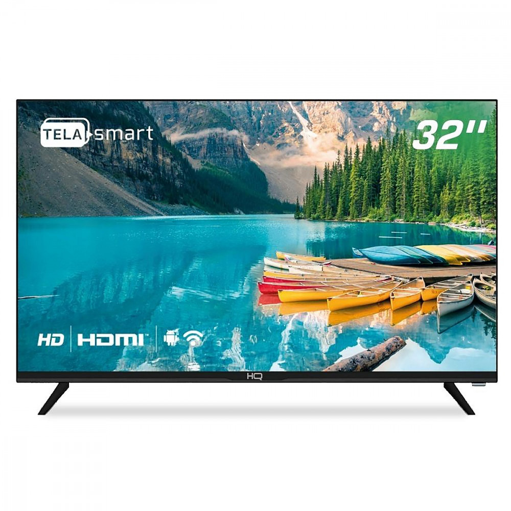 Smart TV LED 32 Polegadas HQ HD HQSTV32 com Conversor Digital Externo 3 HDMI 2 USB WI-FI Android 11 Design Slim