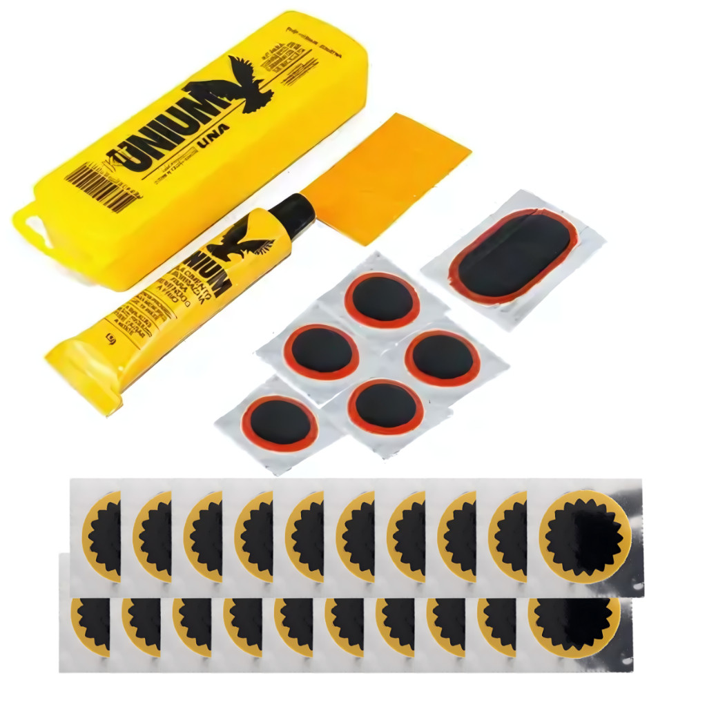 Kit Remendo Bike Moto Bicicleta Unium Completo Estojo Remendo + 20 Remendos Estrela Vipal 25mm