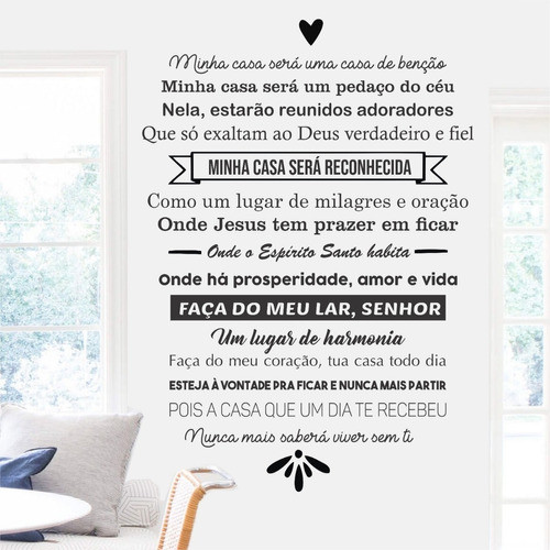 Papel de Parede Adesivo Música Minha Casa Será Uma Casa de Bênção | Decoração de Fé