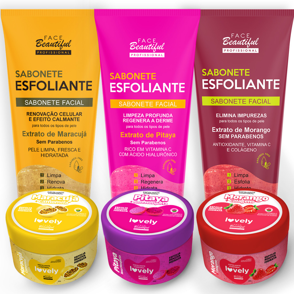 Kit Esfoliante Para Corpo e Rosto Com Vitamina C e Colágeno By Face Beautiful