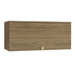 Armário Aéreo Para Cozinha Botanic 80 Cm 1 Porta Basculante Organizador Marrom Madeira Nogueira