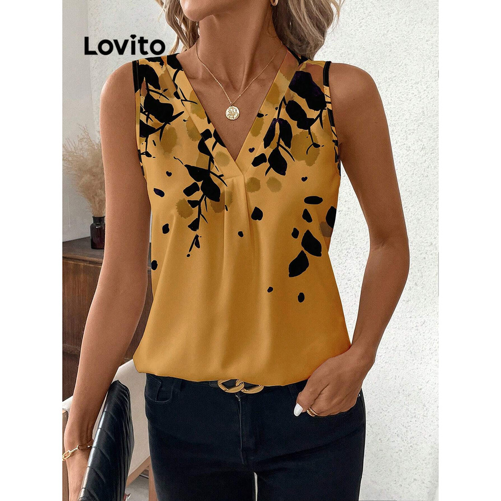 Lovito Blusa Casual Blusa Flores Florais Para Mulheres LBL16495 - Women Clothes