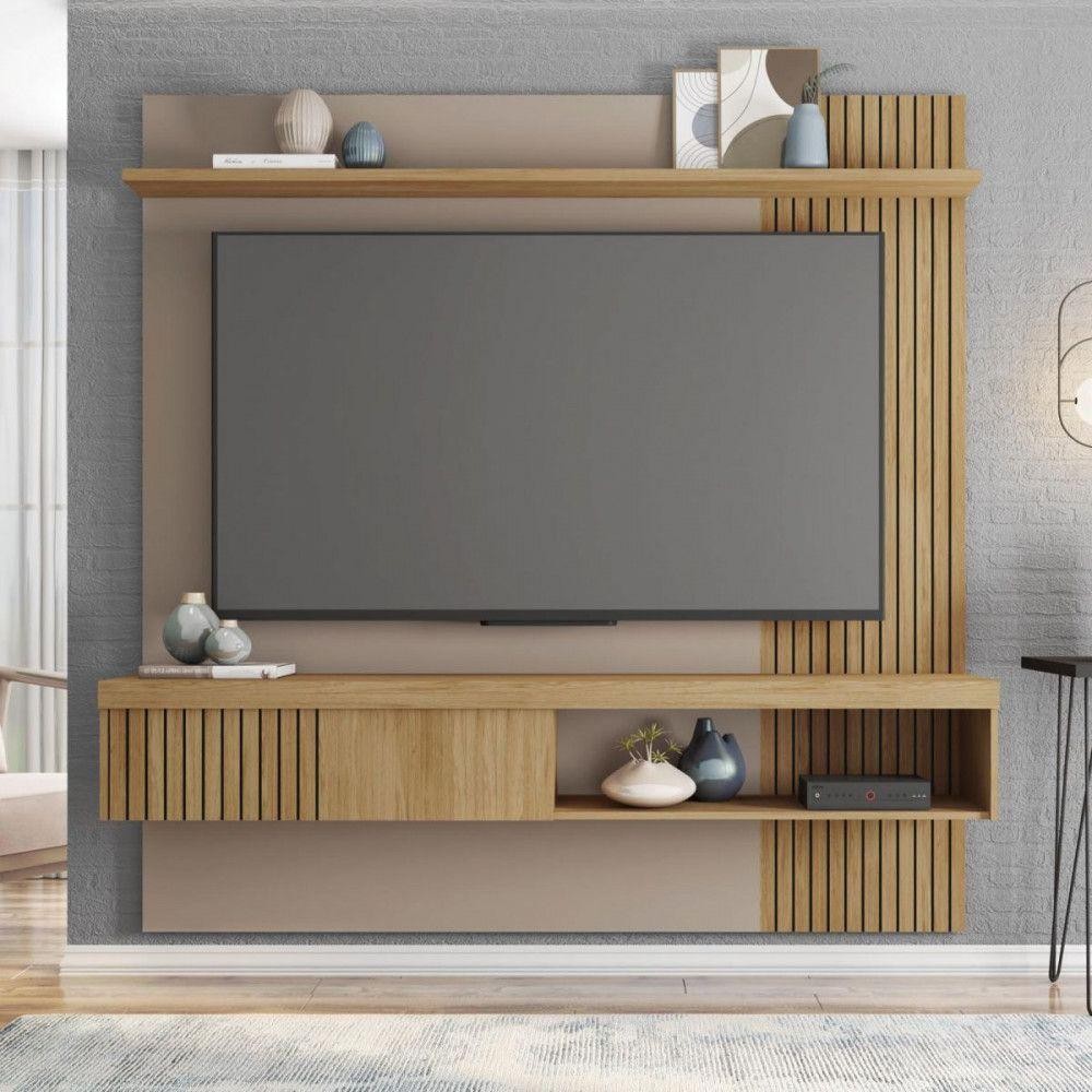 Painel Para Tv Até 65 Polegadas 1,80m Jade Caemmun Fendi/buriti Ripado em Oferta na Shopee