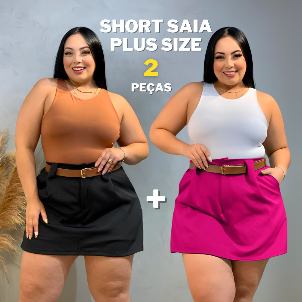 KIT 2 Short Saia Social Alfaiataria Com Cinto Plus Size Tamanho 36 a 58 em Oferta na Shopee