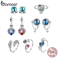 Brincos Bamoer 925 Sterling Sliver Halloween Dark Skull Moda Joias Presentes Para Mulheres