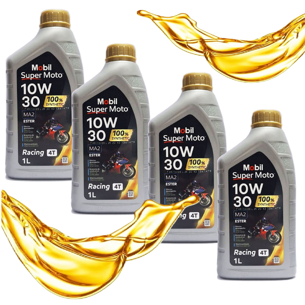 Kit Óleo Mobil 10w30 Super Moto 100% Sintético (4 Litros) em Oferta na Shopee