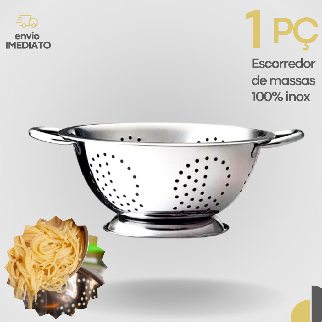 Imagem Escorredor De Macarrão Massa Inox Utensílios Cozinha