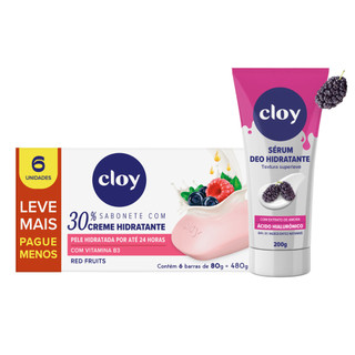 Sabonete em Barra 6un Red Fruits Frutas Vermelhas + Aquagel Hidratante Corporal Amora 200g Cloy em Oferta na Shopee
