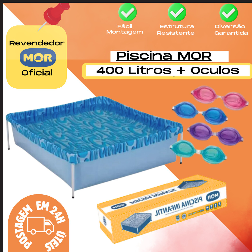 Kit Piscina De 400 Litros Mor + Oculos Fashion Infantil Natação Verão Calor Criança Agua em Oferta na Shopee