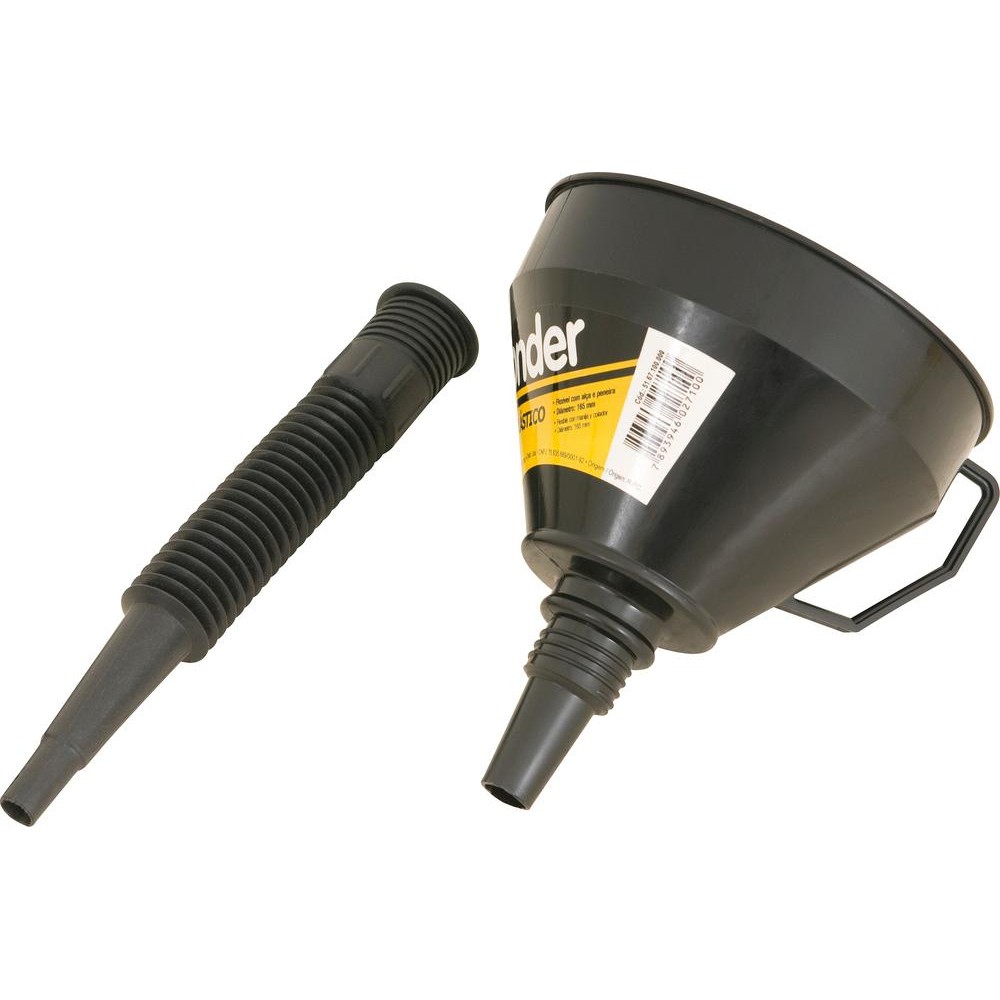 Funil plástico 160mm bico flexível com peneira - Vonder em Oferta na Shopee