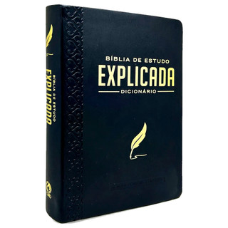 Bíblia de Estudo Explicada | ARC | Letra Média | Luxo Preta em Oferta na Shopee