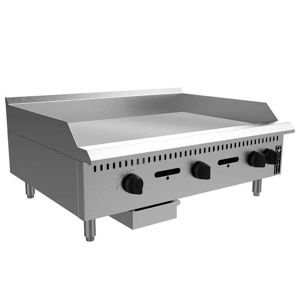 Chapa a Gás Industrial de Mesa Venâncio Aço Inox Manual 90cm Prime 8mm Profissional PCM090G-ME