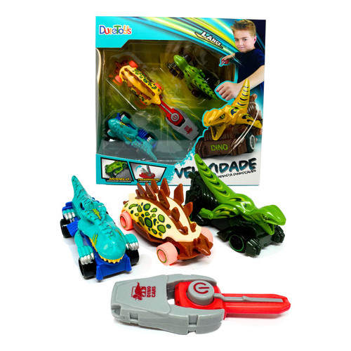Super Kit Com 3 Carrinhos De Corrida Com Lançador Dinossauro em Oferta na Shopee