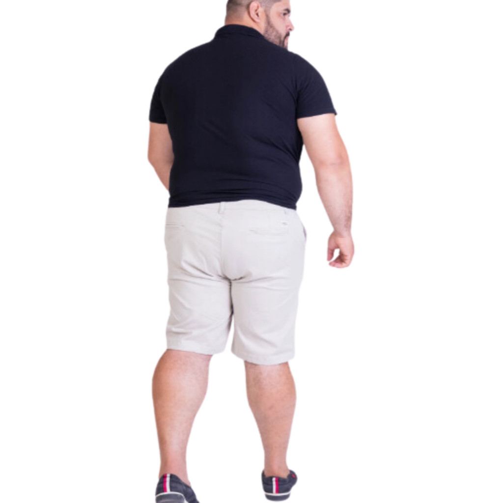 Bermuda Masculina Plus Size Dm 100% Algodão Bolso Facão Frontal E Botão De Osso Em Alta Qualidade — imagem 2 de 2