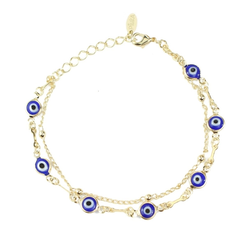 PULSEIRA OLHO GREGO 2 VOLTAS FOLHEADA EM OURO 18K CECÍLIA PIUKA
