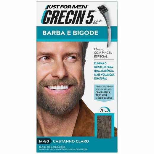 Grecin 5 Coloração Gel para Barba, Bigode e Costeletas - Cor Castanho Claro em Oferta na Shopee