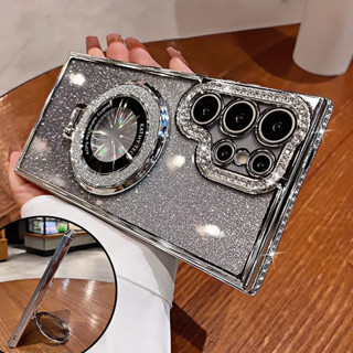 Luxo Glitter Suporte Caso Para Samsung Galaxy S24 S23 Ultra S22 Plus A55 A15 A14 A53 A52 A13 Diamante Chapeamento Capa em Oferta na Shopee