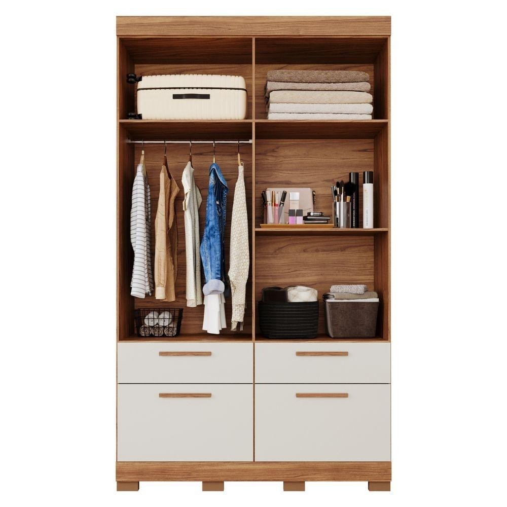 Detalhes do Guarda-Roupa Solteiro 4 Portas 4 Gavetas Porto Panan Móveis