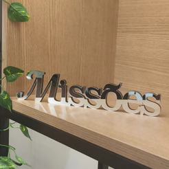 Placa Decorativa Missões Em Acrílico Espelhado E Mdf