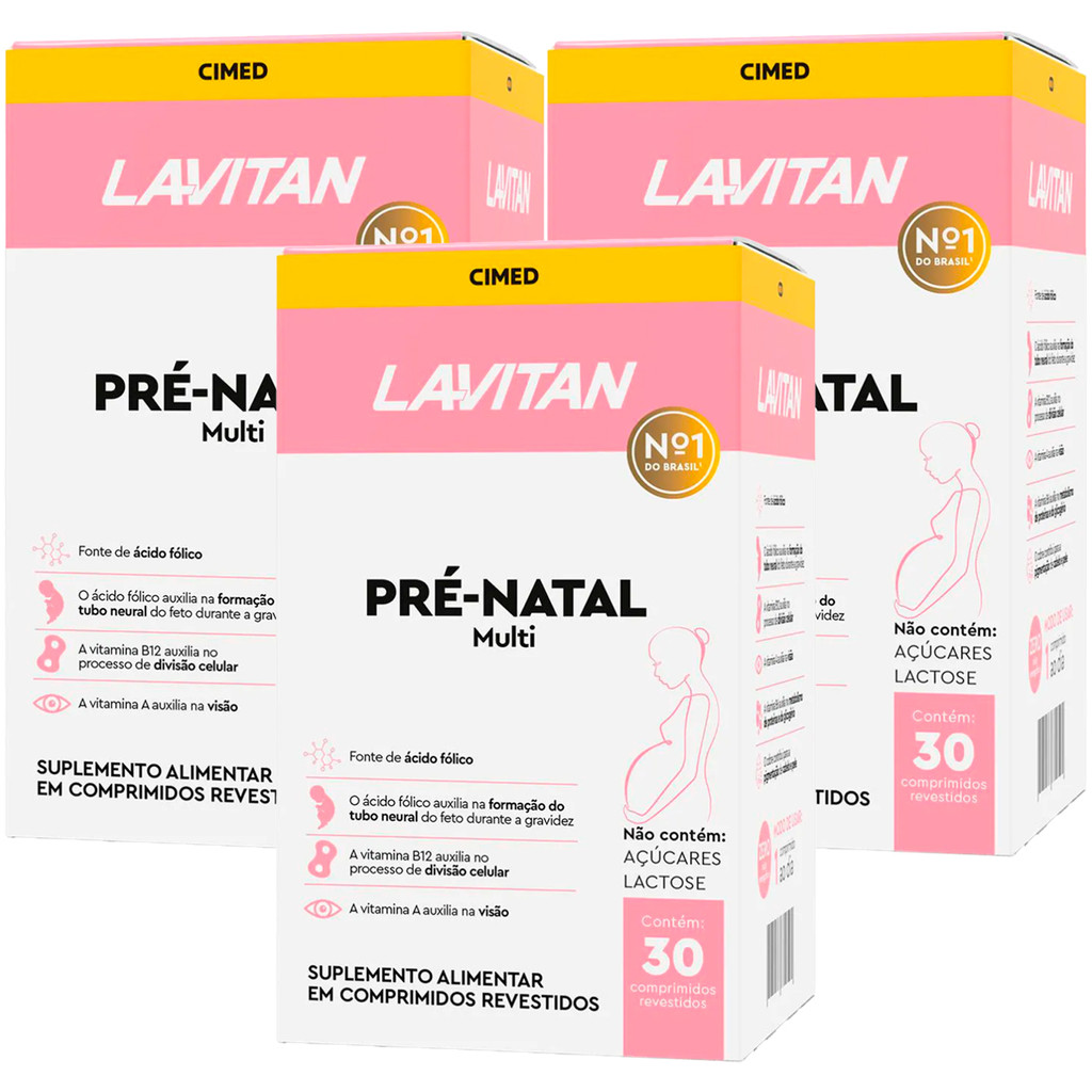 Polivitamínico Pré-Natal Multi Lavitan para Gestantes 30 comprimidos