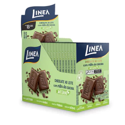 Chocolate ao Leite com Nibs de Cacau Vegano Linea - 15 unidades de 30g