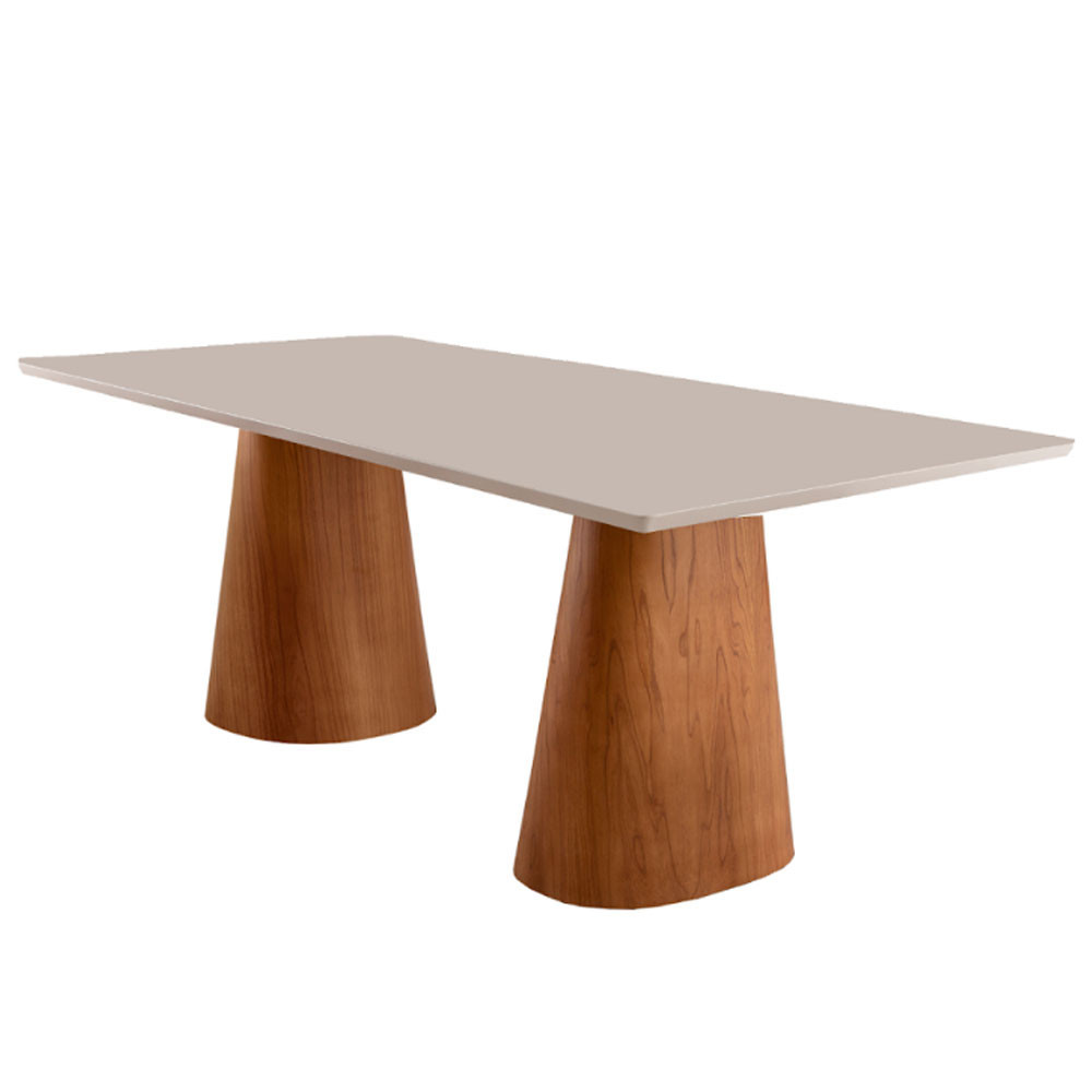 Mesa para Sala de Jantar Noronha 180cm Madeira com Vidro Moderna Mobilia em Oferta na Shopee