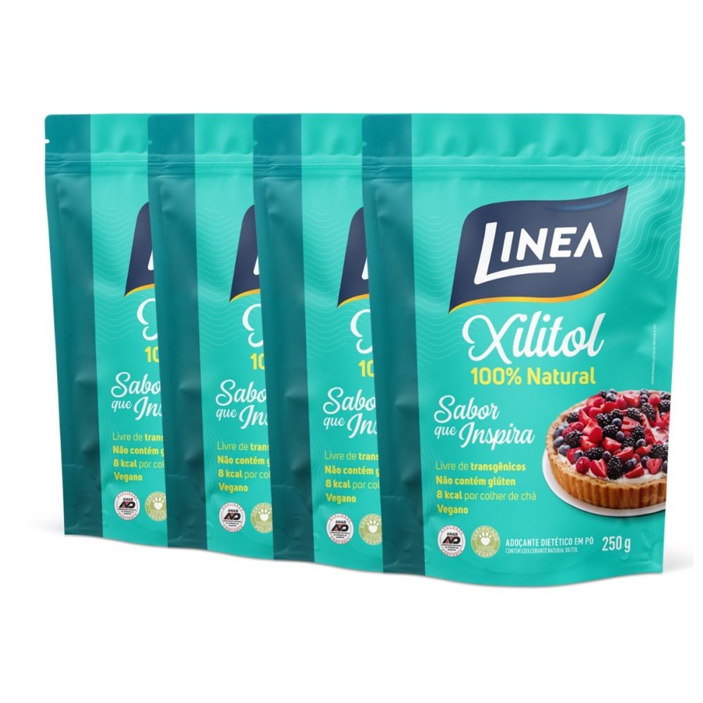 Kit 4 Adoçantes em pó Xilitol Linea 250g