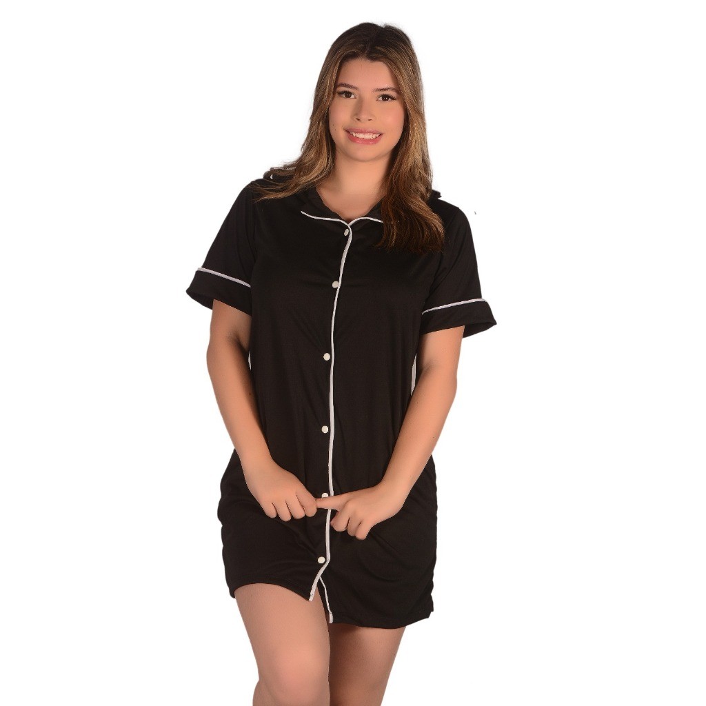 Camisola Americana Luxo Botões Aberto na Frente