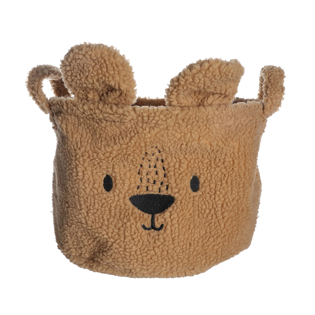 cesto infantil redondo 30cm com alças urso de pelúcia - Oikos - Home & Living