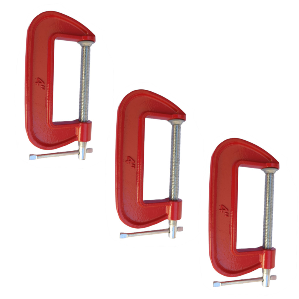 Kit 3 Grampos Sargento Tipo C 4" Polegadas em Ferro Reforçado
