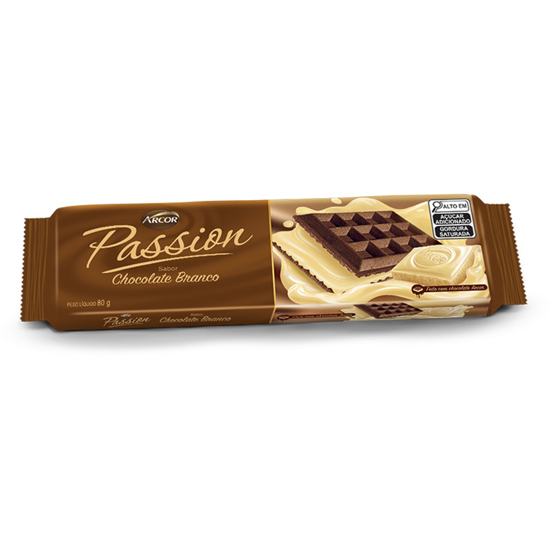 Biscoito Wafer Passion Chocolate Branco Arcor 80g - Food & Beverages