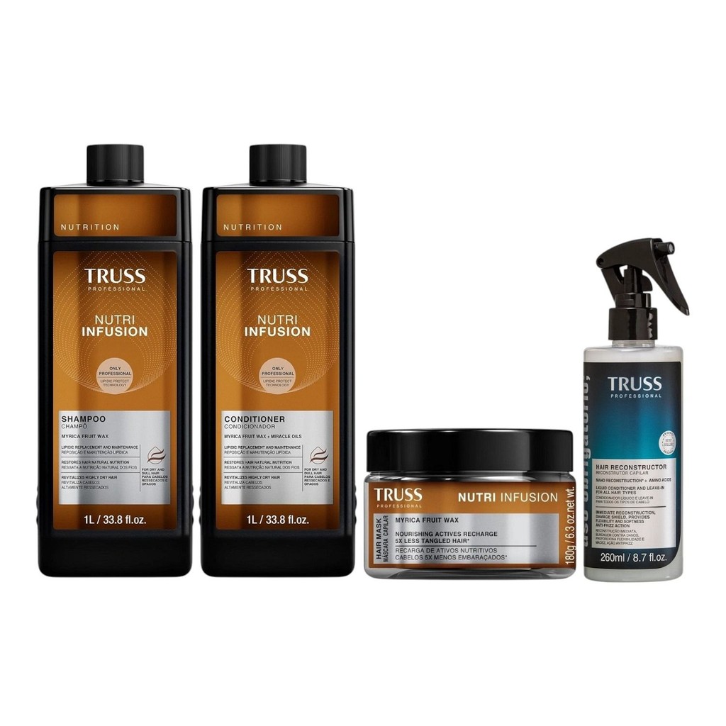 Kit Truss Nutri Infusion - Shampoo 1L + Condicionador 1L + Máscara 180g + Uso Obr. Reconst. Capilar 260ml