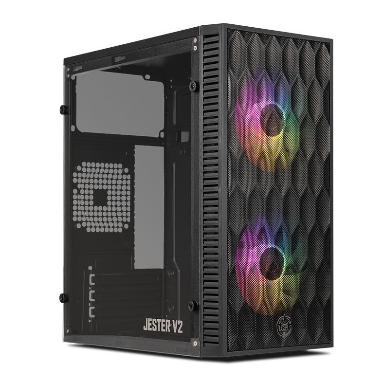 Gabinete Gamer TGT Jester V2 2 Fans S/Fonte Rainbow Mini-Tower Preto - TGT-JSRV2-BKGF02