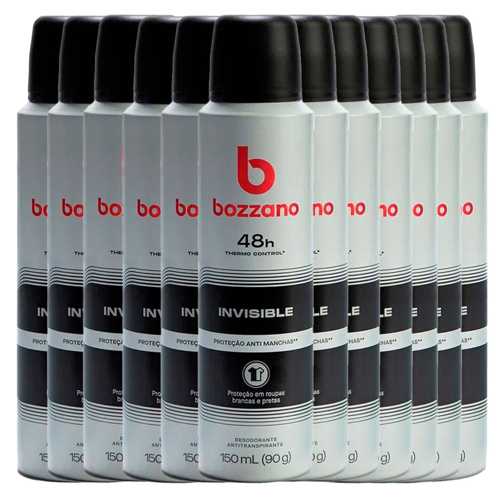 Kit Desodorante Aerosol Bozzano Invisible 90g - 12 Unidades - Beauty
