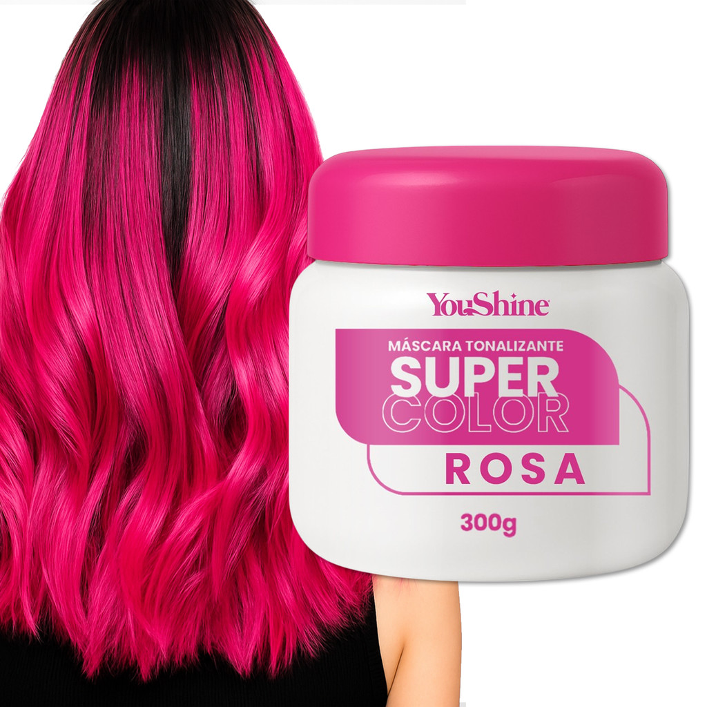 Tonalizante Rosa Pink Mechas Rosas Fácil Super Color YouShine 300g Efeito Natural Super Resultado