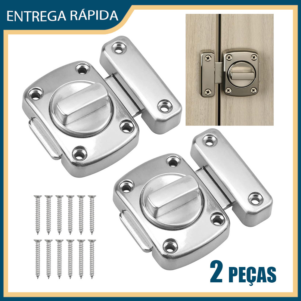 2pcs prata trinco porta trava trava segurança porta trinco porta dobradiças