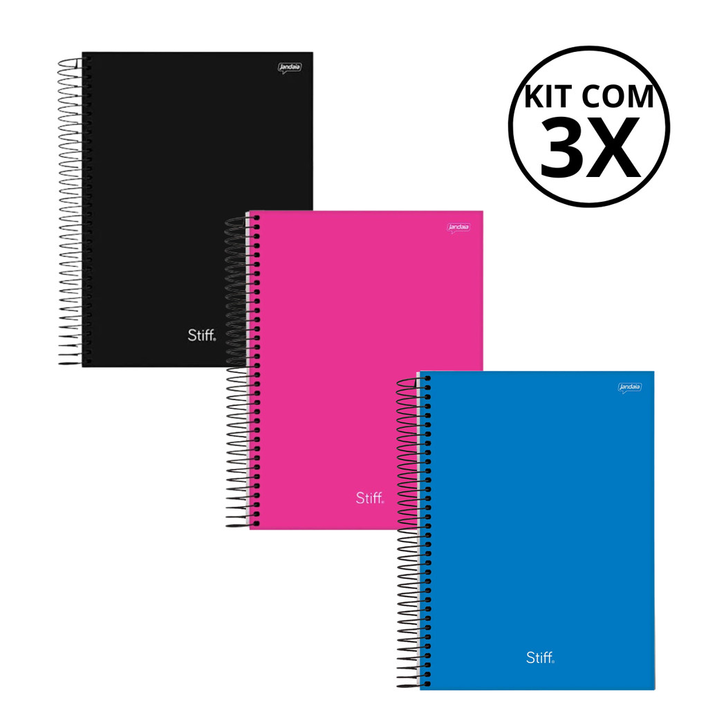 Kit Com 03 Cadernos 1 Materia Universitário Stiff - Jandaia KITS:KIT 10 em Oferta na Shopee
