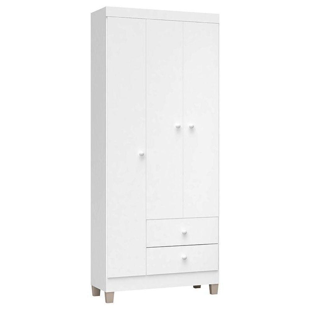 Detalhes do Cômoda Gaveteiro E Guarda Roupa 3 Portas Ternura Baby Branco Flex – Incorplac