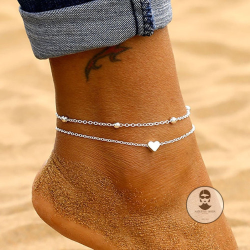 Tornozeleira Feminina Mini Coração Delicado Folheado a prata925 ou ouro18k em Oferta na Shopee