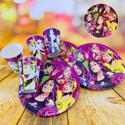 KIT FESTA EMILLY VICK 16 PRATOS + 16 COPOS DESCARTÁVEL 180 ML PAPEL - REGINA (CHOCO)