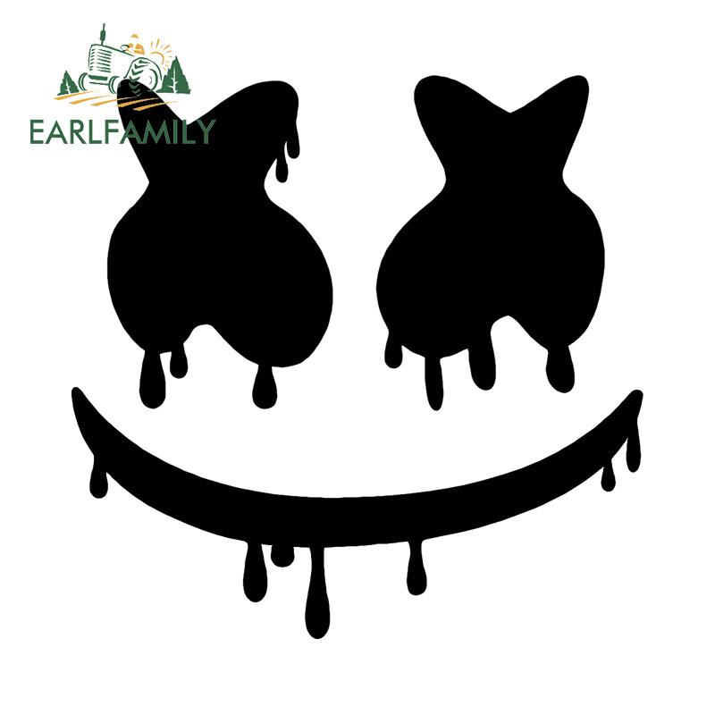 EARLFAMILY Gotejamento Marshmello EDM Casa Música DJ Adesivo De Carro Criativo Frasco De Armazenamento Motocicleta Skate