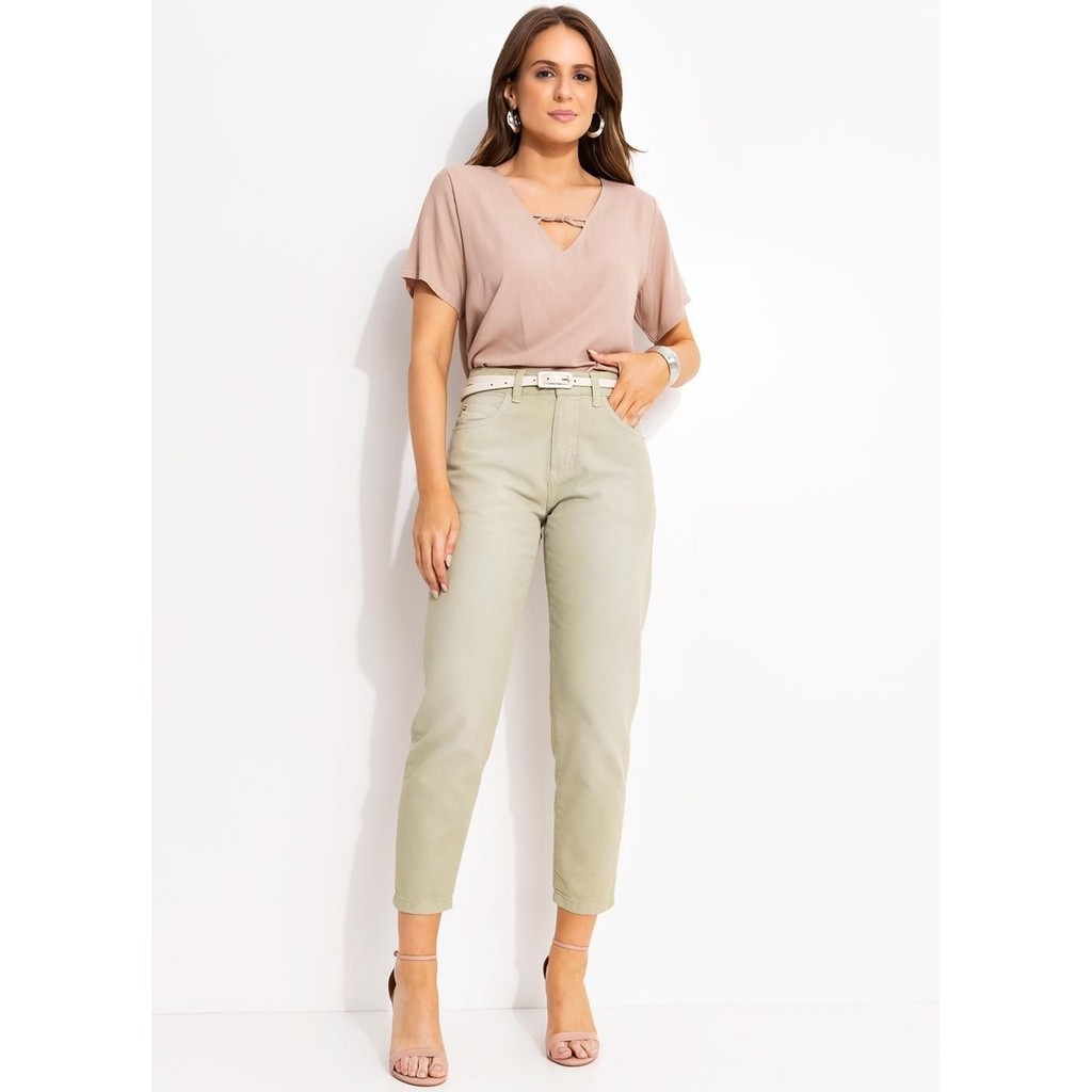 Detalhes do Blusa Viscose Plana Camel Colorido Quintess