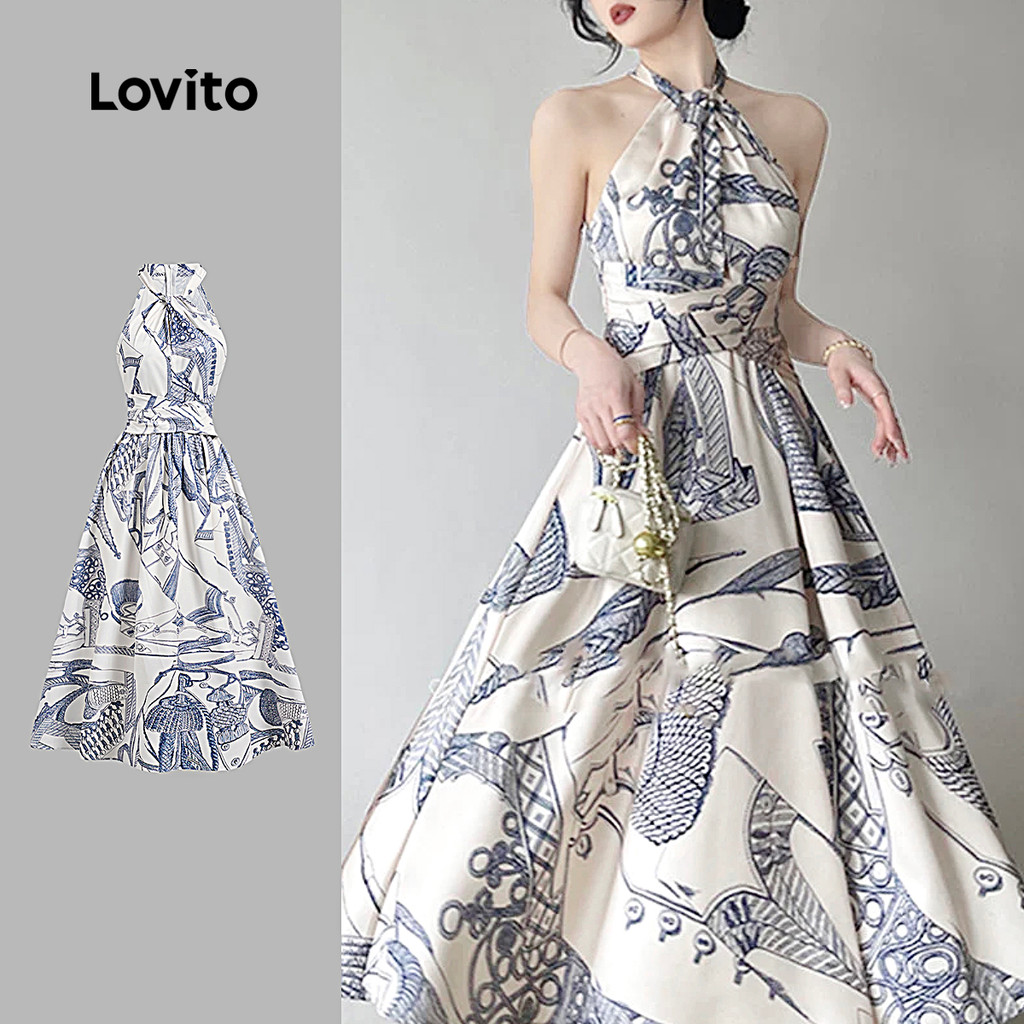 Lovito Vestido Boho com Zíper Na Divisória Toque Suave Vestido de Primavera/verão para Mulheres L137LD223 - Women Clothes