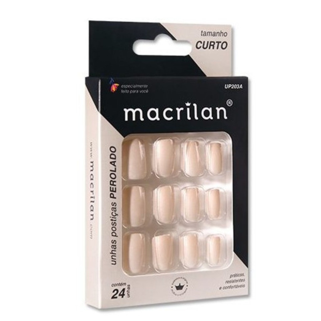 Unhas Postiças UP203A Tamanho Curto Perolado - Macrilan em Oferta na Shopee