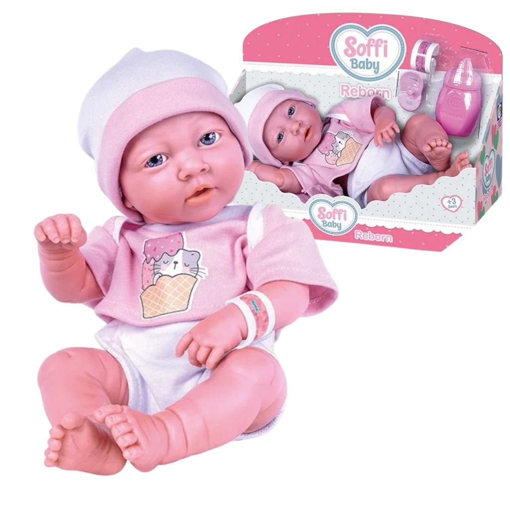 Boneca Realista Em Vinil Baby Soffi Estilo Reborn Cotiplás C/ Chupeta, Pulseira De Maternidade – Colecionável - Cotiplás