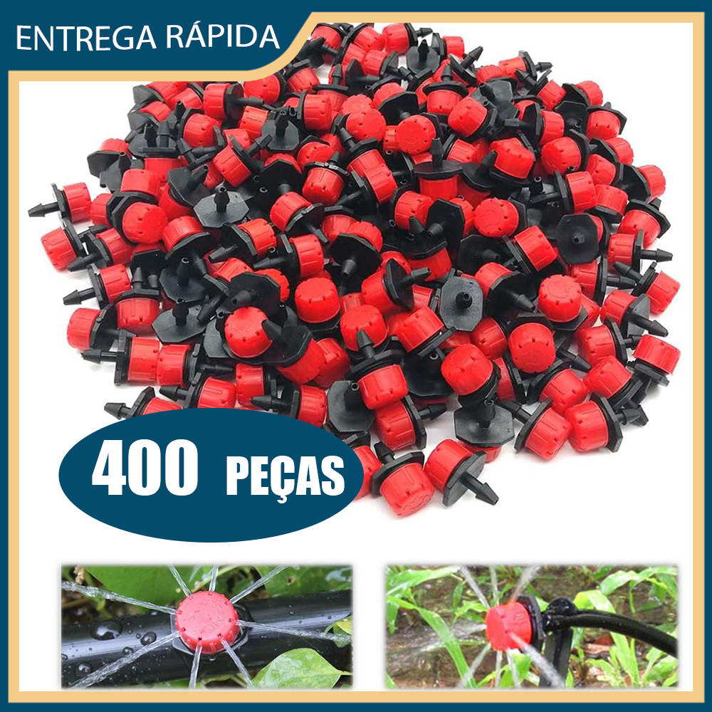 400x Mangueira de irrigação por gotejamento com 8 orifícios Cabeça de gotejamento ajustável Micro spray de irrigação por