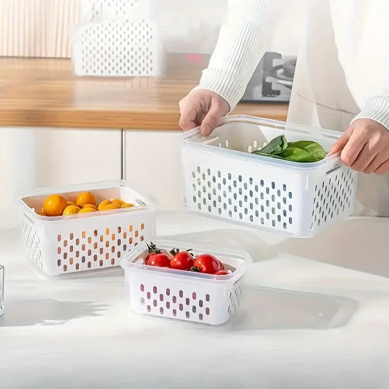Kit 3 potes Organizadores Geladeira Organizador Alimentos Vegetais Cozinha