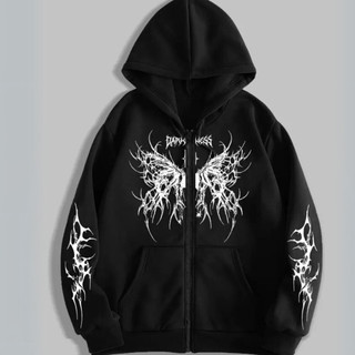 Moletom Ziper Tribal DARK  Borboleta e Mangas Estilizadas Moda Alternativa