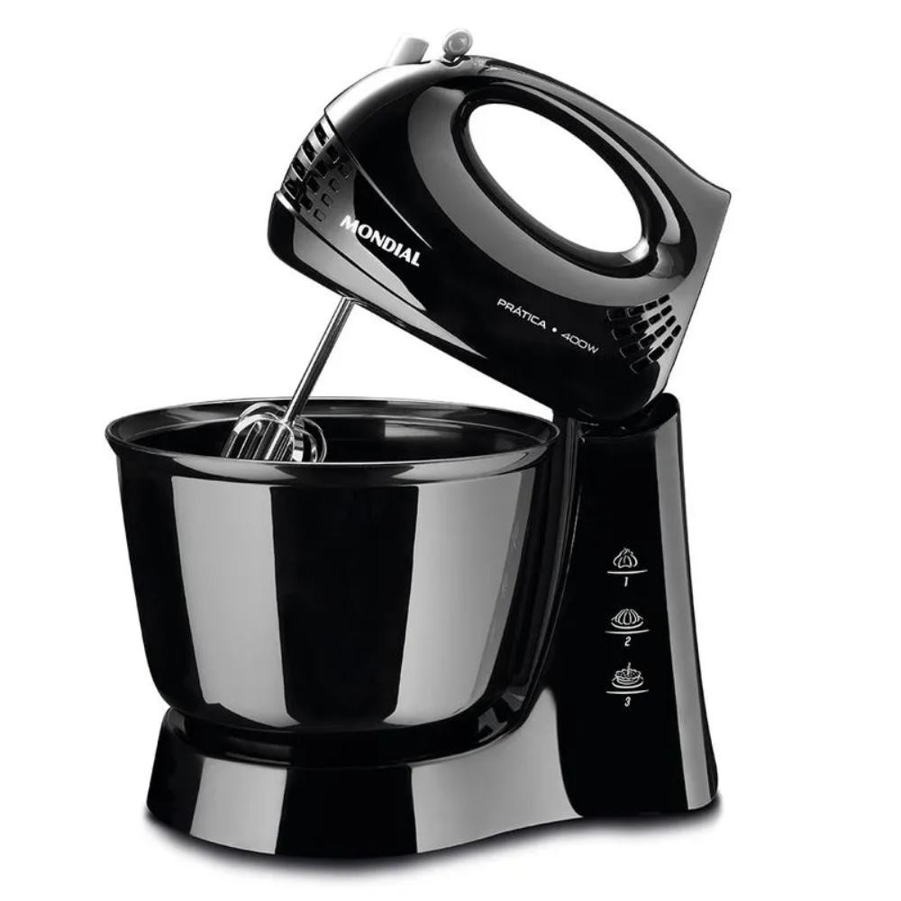 Imagem Batedeira Mondial Prática 3 Velocidades + Turbo 400W Preto 220V - B-44-B